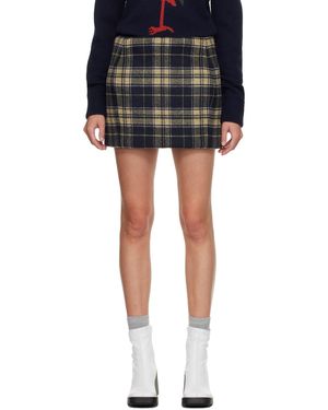 Duran Lantink Minijupe Rembourrée Bleu Marine Et À Motif Tartan - Noir