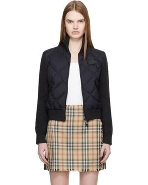 Burberry Check-Stitch Nylon & Wool Bomber Jacket - Black