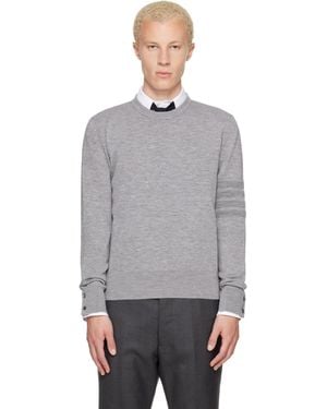 Thom Browne Pull Aviateur Gris À Quatre Rayures