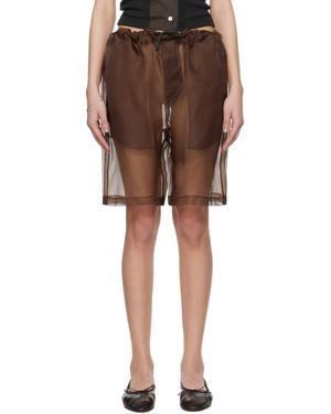 Meta Campania Collective Neil Exaggerated See-Through Silk Drawstring Shorts - Black