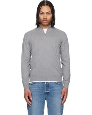 BOSS Zip-neck Knitted Cotton Track Jacket - Black