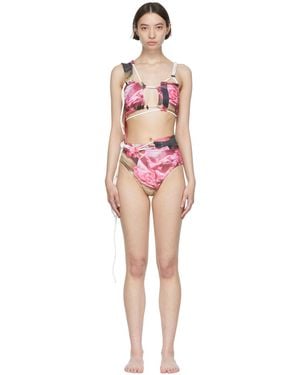 OTTOLINGER Pink & Brown Laced Bikini Top - Black