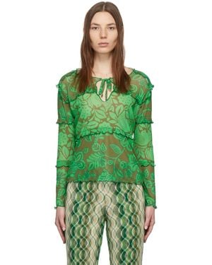 Anna Sui Paradisiac Combo Mesh T-shirt - Green