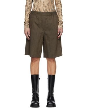 Ganni Light Wool Melange Boxer Shorts - Black