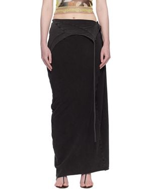OTTOLINGER Draped Slit Maxi Skirt - Black