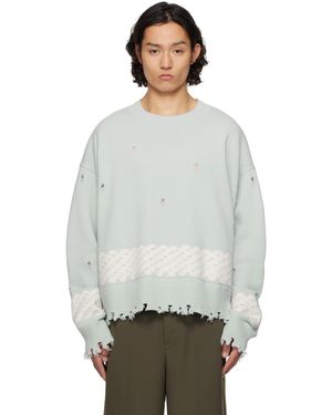 Feng Chen Wang Yu Zu Xie Ripped Jacquard Sweater - Gray