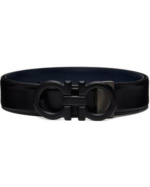 Ferragamo Gancini Adjustable & Reversible Belt - Black