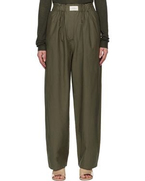 SILK LAUNDRY Cotton Silk Paper Bag Lounge Trousers - Green