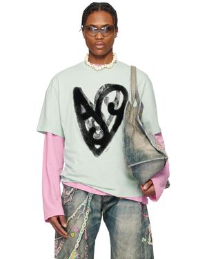 Acne Studios グリーン プリントTシャツ - グレー