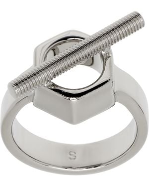 Marni Engraved-Logo Ring - Metallic