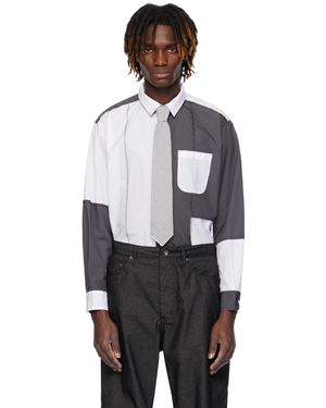 Engineered Garments Chemise Gris Et Blanc À Col Classique - Noir