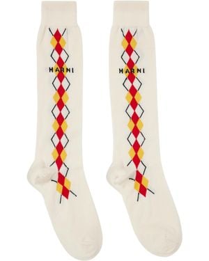 Marni オフホワイト アーガイル ソックス