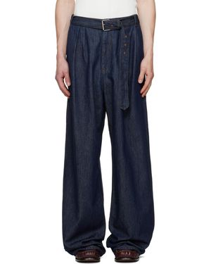 Dries Van Noten Belted Pleat Jeans - Blue