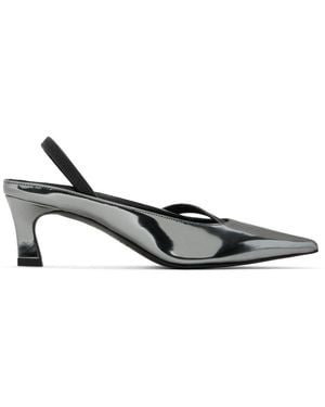 Justine Clenquet Chaussures à petit talon sofia gris acier à bride arrière - Noir