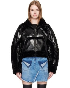 OTTOLINGER Fitted Multiline Faux-Fur Jacket - Black