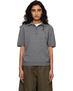 Entire studios Polo À Manches Courtes Gris En Tricot - Noir