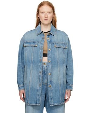 Palm Angels Blue Faded Denim Jacket