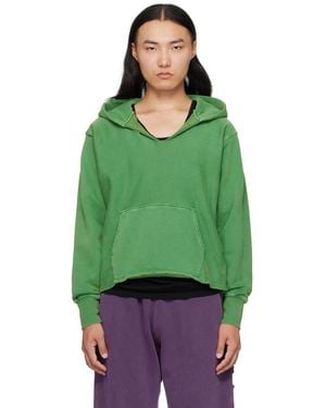 Les Tien Heavyweight Raw Cropped Hoodie - Green