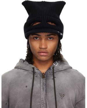 Maison Mihara Yasuhiro Masked Cat Visor Knit Cap - Black
