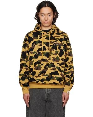 A Bathing Ape Pull À Capuche Jaune À Motif 1St Camo En Jacquard Et À Écusson À Logo - Noir