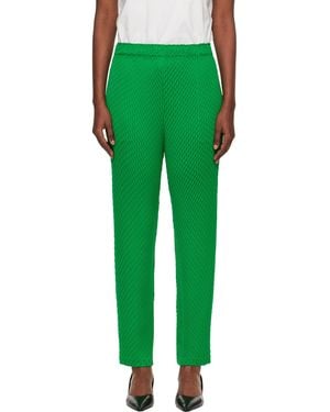 Issey Miyake Sleek Pleats Trousers - Green