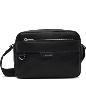 Lacoste Ossian Leather Reporter Bag - Black