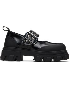 Ganni Cleated Ballerina Box Loafers - Black