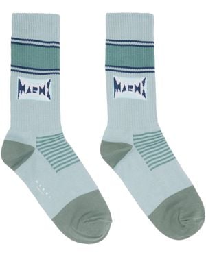 Marni Cotton Jacquard Logo Socks - Blue