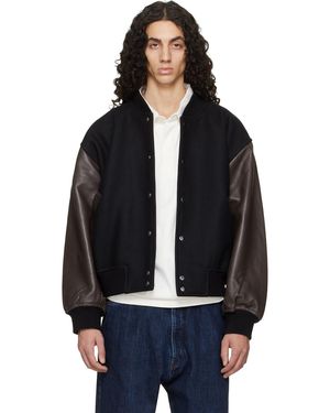 Studio Nicholson Alph Leather Bomber Jacket - Black