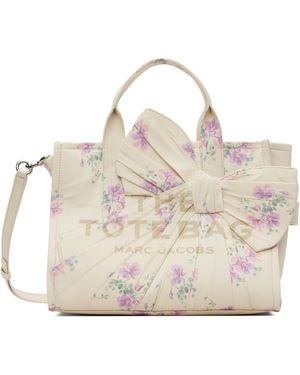 Marc Jacobs Off- Antique Floral Canvas Oversized Bow Medium Tote - Metallic