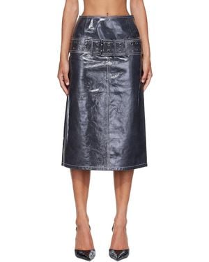 DIESEL Patent Leather Midi Skirt - Blue