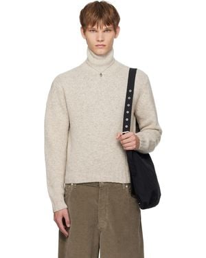 AURALEE Cashmere Melange Knit Turtleneck - Natural