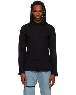 ALAINPAUL High Neck Layered T-Shirt - Black