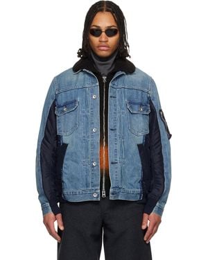 Sacai Nylon Twill & Denim Jacket - Blue