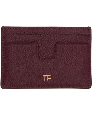 Tom Ford バーガンディ グレインレザー カードケース - パープル