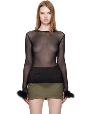 Mugler Marabou Mesh T-Shirt - Black