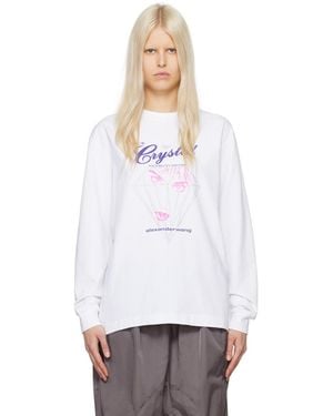 Alexander Wang ☆Crystal Hotfix 長袖 クルーネックTシャツ Alexander Wang ホワイト Crystal Hotfix 長袖 クルーネックT