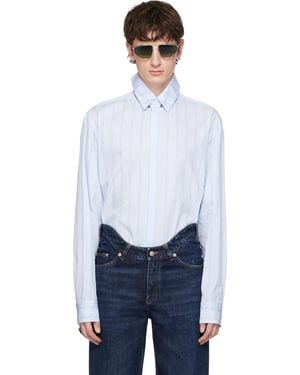 Jean Paul Gaultier Pinstriped Floating Collar Shirt - White