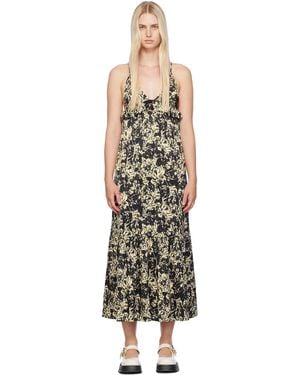Ganni Off- Printed Maxi Dress - Black