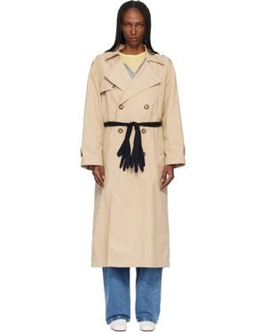 MM6 by Maison Margiela Gloves Cotton Trench Coat - Natural