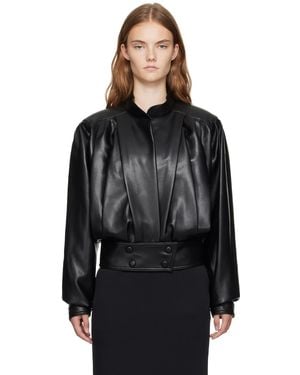 RECTO. Faux-Leather Bomber Jacket - Black