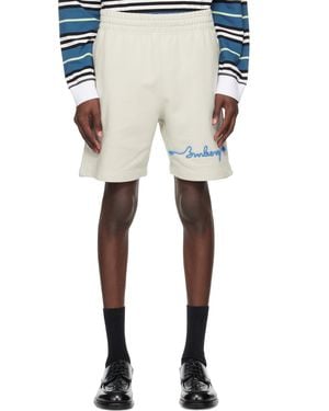 Burberry Off- Knot Logo Cotton Shorts - Natural
