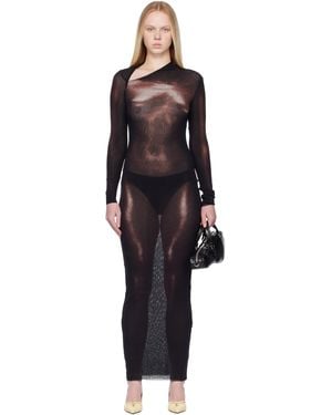 Jean Paul Gaultier Burgundy 'The Long Bronze Body Dust' Maxi Dress - Black