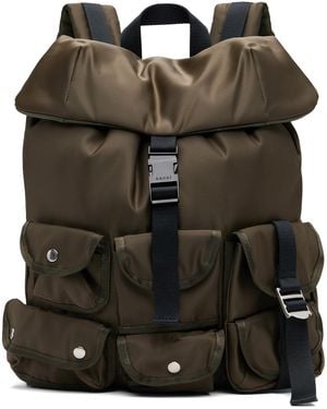 Sacai Khaki Nylon Backpack - Black