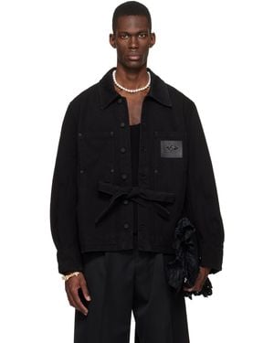 Simone Rocha Workwear Bow Denim Jacket - Black