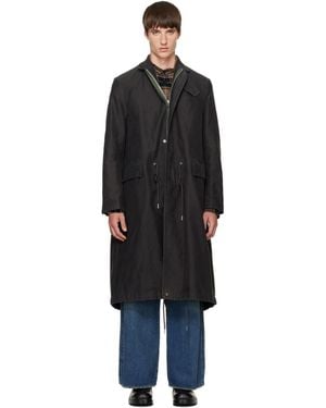 Sacai Sueded Cotton Coat - Black