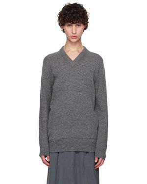 Jil Sander グレー Vネックセーター - ブラック