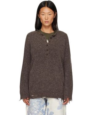 R13 Henley Décontracté Brun - Marron