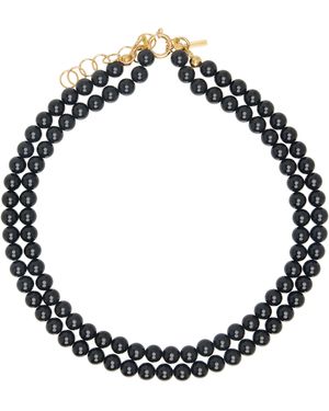 Ernest W. Baker Collier Noir À Perles D'Agate