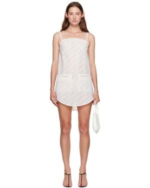 Courreges Robe Courte Arrondie Blanche À Doublure En Dentelle - Noir